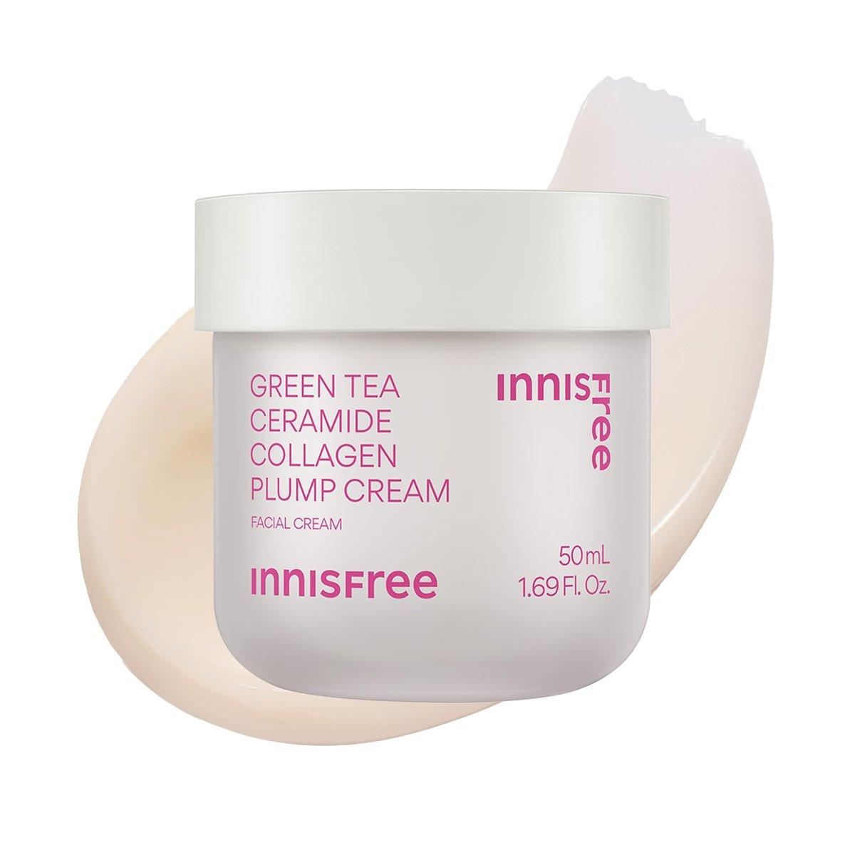 innisfree Green Tea Ceramide Collagen Plump Cream – Koreanische Feuchtigkeitscreme für einen jugendlichen Glanz