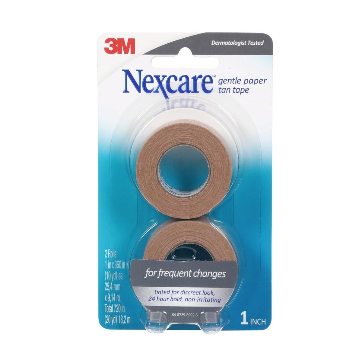 Nexcare Sanftes Papier-Pflasterband T781-2PK, Hautfarben, 1 Zoll x 10 Yards