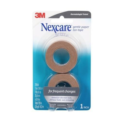 Nexcare Sanftes Papier-Pflasterband T781-2PK, Hautfarben, 1 Zoll x 10 Yards