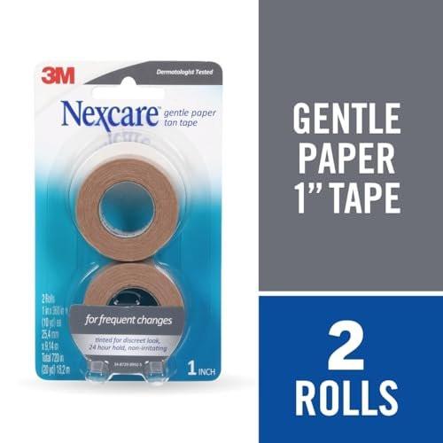 Nexcare Sanftes Papier-Pflasterband T781-2PK, Hautfarben, 1 Zoll x 10 Yards