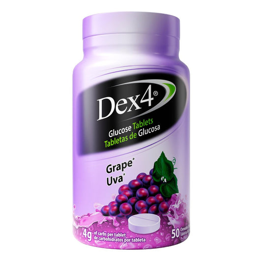 Dex4 Glukosetabletten – schnell wirkende Glucose, 4g pro Tablette, fettfrei, glutenfrei, Traubengeschmack, 50 Tabletten