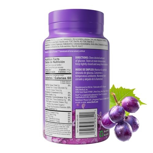 Dex4 Glukosetabletten – schnell wirkende Glucose, 4g pro Tablette, fettfrei, glutenfrei, Traubengeschmack, 50 Tabletten