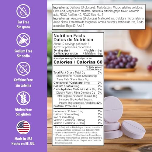 Dex4 Glukosetabletten – schnell wirkende Glucose, 4g pro Tablette, fettfrei, glutenfrei, Traubengeschmack, 50 Tabletten
