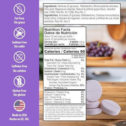 Dex4 Glukosetabletten – schnell wirkende Glucose, 4g pro Tablette, fettfrei, glutenfrei, Traubengeschmack, 50 Tabletten