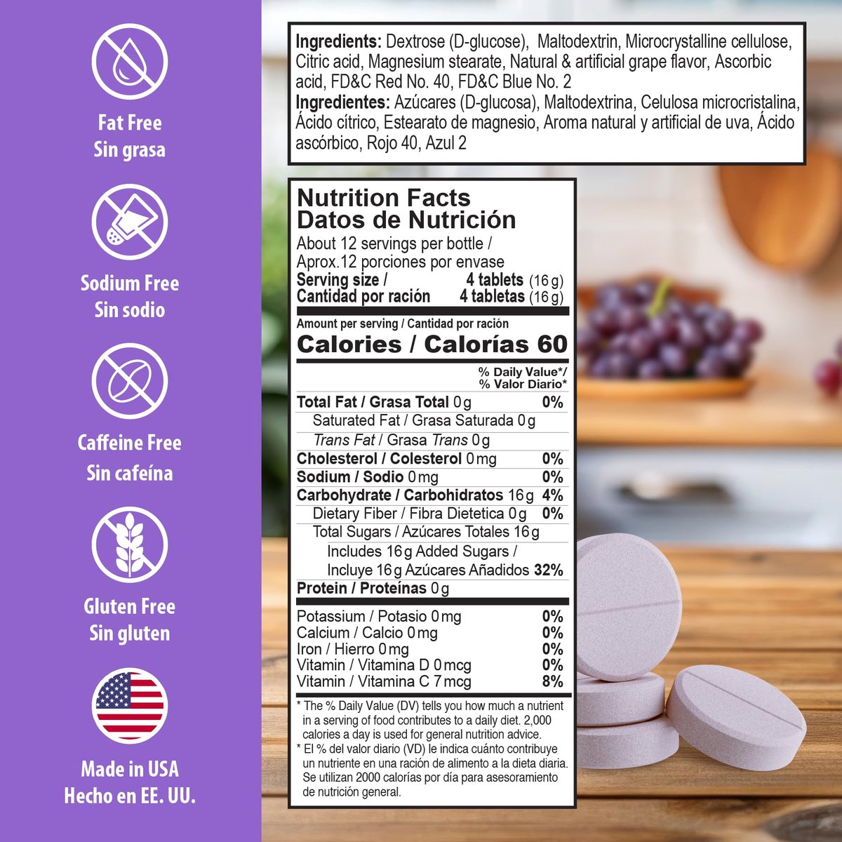 Dex4 Glukosetabletten – schnell wirkende Glucose, 4g pro Tablette, fettfrei, glutenfrei, Traubengeschmack, 50 Tabletten