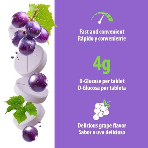 Dex4 Glukosetabletten – schnell wirkende Glucose, 4g pro Tablette, fettfrei, glutenfrei, Traubengeschmack, 50 Tabletten