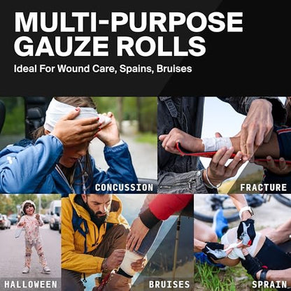 SurviveX 4 Zoll Stretch-Mullbinde – 10er-Pack, konformierende medizinische Bandage für Wundversorgung, Erste Hilfe und Verbandmaterial