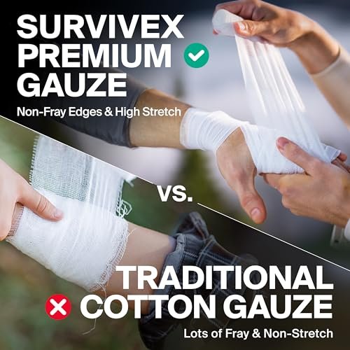 SurviveX 4 Zoll Stretch-Mullbinde – 10er-Pack, konformierende medizinische Bandage für Wundversorgung, Erste Hilfe und Verbandmaterial