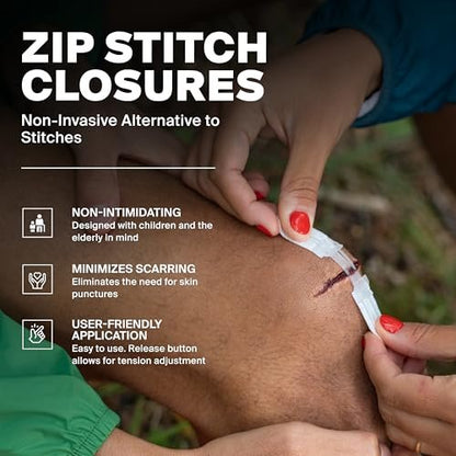 SurviveX Zip Stitch Wundverschlussstreifen - Erste-Hilfe-Set - Wunden ohne Nähte reparieren - Zipstitch-Nähte - Wundverschluss - 3 Stück