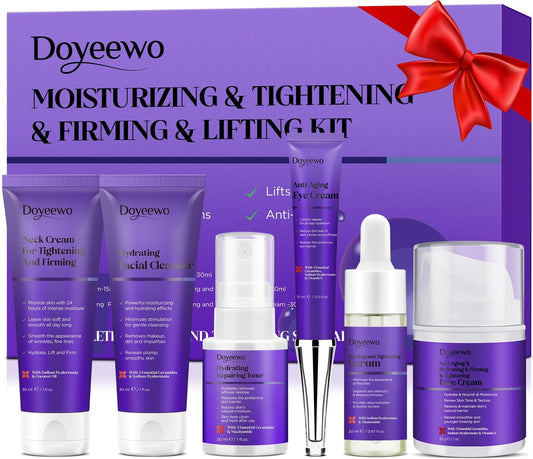 Professionelles Hautpflegeset – 6-teiliges Anti-Aging-Gesichtspflege-Set für Frauen, straffend, feuchtigkeitsspendend, Reiseset, Geschenkset