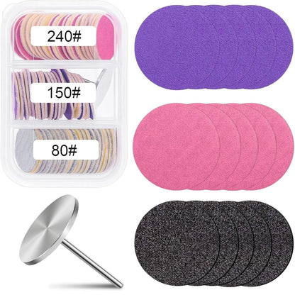 80er-Pack Schleifscheiben für Nagelbohrer, 25 mm Fußpflege-Aufsatz, Körnung #80 #150 #240, mit Metall-Nagelbohrer-Bit, Hornhautentferner für Pediküre
