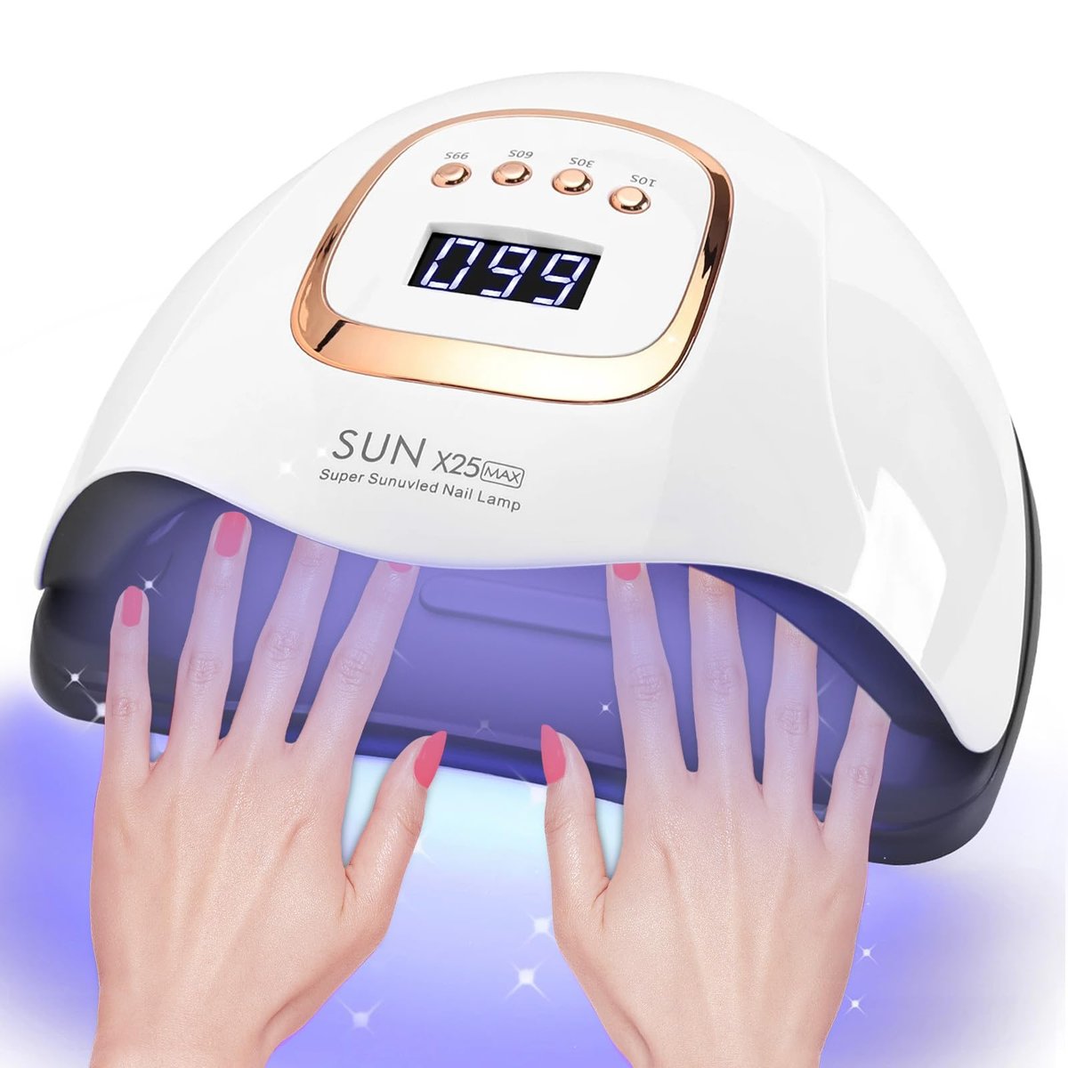 380W UV-LED-Nagellampe, Professioneller Nageltrockner für Gellack mit 81 Perlen, 4 Timer-Einstellungen, Automatischer Sensor, Weiß