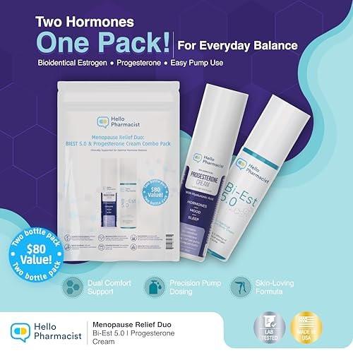 HelloPharmacist Biestro 5.0 Bioidentische Creme + Pro-g Relief Creme für Frauen | Von Apothekern entwickelte Marke | Topische Unterstützung für das feminine Wohlbefinden, hergestellt aus Yamswurzel für Balance & Wohlbefinden | 85 g + 85 g