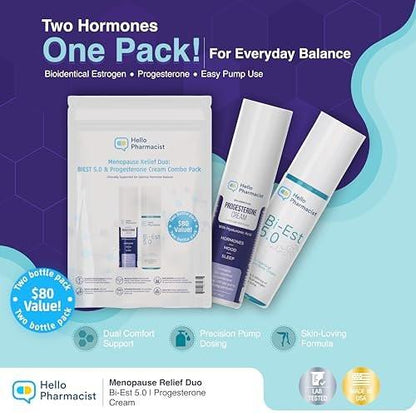 HelloPharmacist Biestro 5.0 Bioidentische Creme + Pro-g Relief Creme für Frauen | Von Apothekern entwickelte Marke | Topische Unterstützung für das feminine Wohlbefinden, hergestellt aus Yamswurzel für Balance & Wohlbefinden | 85 g + 85 g
