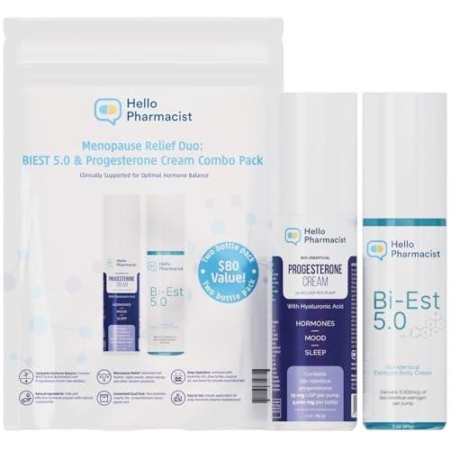 HelloPharmacist Biestro 5.0 Bioidentische Creme + Pro-g Relief Creme für Frauen | Von Apothekern entwickelte Marke | Topische Unterstützung für das feminine Wohlbefinden, hergestellt aus Yamswurzel für Balance & Wohlbefinden | 85 g + 85 g