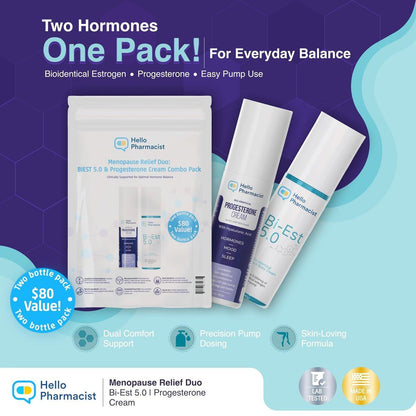 HelloPharmacist Biestro 5.0 Bioidentische Creme + Pro-g Relief Creme für Frauen | Von Apothekern entwickelte Marke | Topische Unterstützung für das feminine Wohlbefinden, hergestellt aus Yamswurzel für Balance & Wohlbefinden | 85 g + 85 g