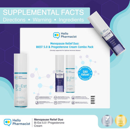 HelloPharmacist Biestro 5.0 Bioidentische Creme + Pro-g Relief Creme für Frauen | Von Apothekern entwickelte Marke | Topische Unterstützung für das feminine Wohlbefinden, hergestellt aus Yamswurzel für Balance & Wohlbefinden | 85 g + 85 g