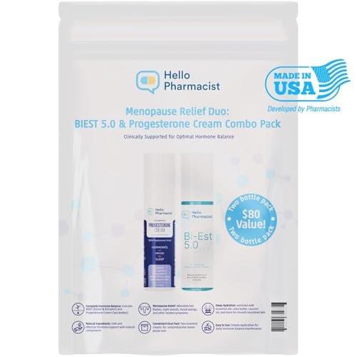 HelloPharmacist Biestro 5.0 Bioidentische Creme + Pro-g Relief Creme für Frauen | Von Apothekern entwickelte Marke | Topische Unterstützung für das feminine Wohlbefinden, hergestellt aus Yamswurzel für Balance & Wohlbefinden | 85 g + 85 g