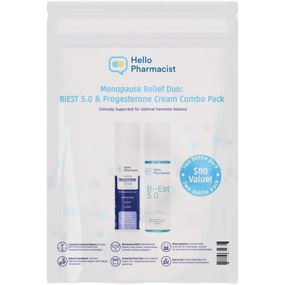 HelloPharmacist Biestro 5.0 Bioidentische Creme + Pro-g Relief Creme für Frauen | Von Apothekern entwickelte Marke | Topische Unterstützung für das feminine Wohlbefinden, hergestellt aus Yamswurzel für Balance & Wohlbefinden | 85 g + 85 g