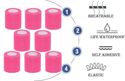 CIYAGPOOU Selbstklebende Bandage, 2 Zoll Rosa, Atmungsaktive Elastische Cohesive Bandagen, Sporttape Bulk für Erste Hilfe, Handgelenksverstauchungen