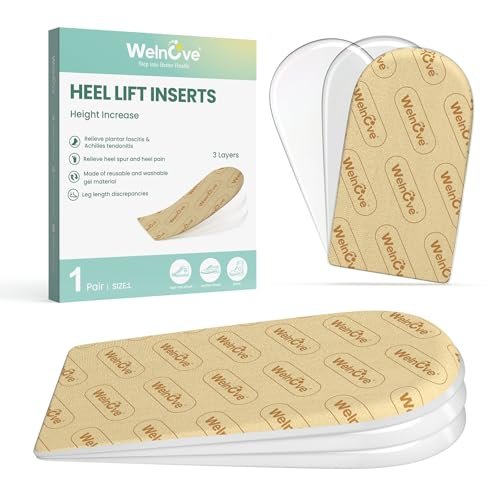 Fersenerhöhungseinlagen für Damenschuhe - Welnove Verstellbare Orthopädische Schuherhöhungen für Beinlängendifferenz, Fersenschmerz, Fersensporn - Gel-Fersenkeile (Größe S, 3 Schichten)