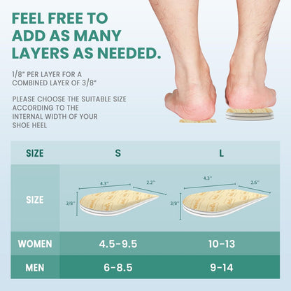 Fersenerhöhungseinlagen für Damenschuhe - Welnove Verstellbare Orthopädische Schuherhöhungen für Beinlängendifferenz, Fersenschmerz, Fersensporn - Gel-Fersenkeile (Größe S, 3 Schichten)