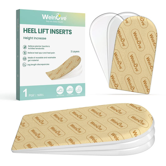 Fersenerhöhungseinlagen für Damenschuhe - Welnove Verstellbare Orthopädische Schuherhöhungen für Beinlängendifferenz, Fersenschmerz, Fersensporn - Gel-Fersenkeile (Größe S, 3 Schichten)