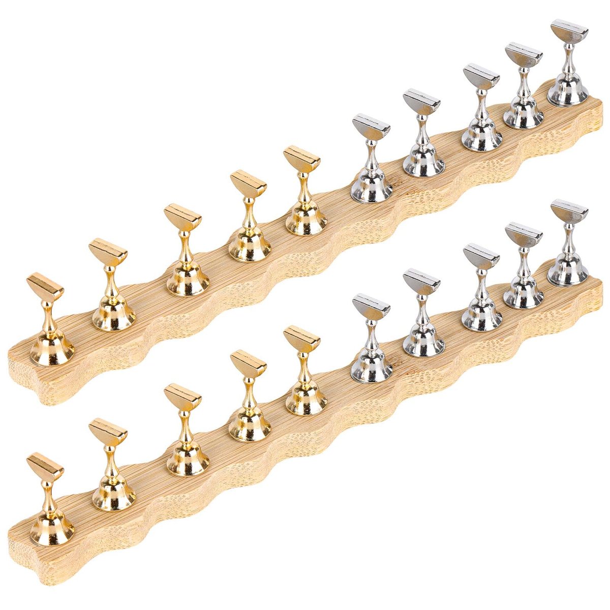 Tbestmax 2er-Set Nagelhalter-Ständer für Press-on-Nägel, Holz, wellenförmig