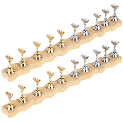 Tbestmax 2er-Set Nagelhalter-Ständer für Press-on-Nägel, Holz, wellenförmig