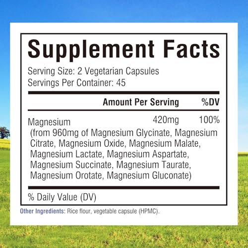 Innate Vitality 10-in-1 Magnesium Komplex 960 mg, 420 mg elementares Magnesium pro Portion, mit Magnesiumglycinat, Citrat, Malat und mehr, für Schlaf, Verdauung, Energie, 90 vegane Kapseln