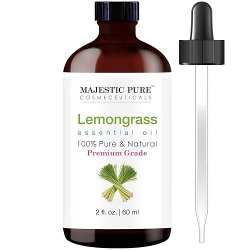 Majestic Pure Zitronengras Ätherisches Öl mit Glaspipette - 100% Rein und Natürlich - Ätherische Öle für Diffuser, Aromatherapie, Seifen- und Kerzenherstellung, 60 ml