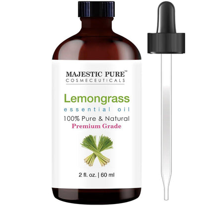 Majestic Pure Zitronengras Ätherisches Öl mit Glaspipette - 100% Rein und Natürlich - Ätherische Öle für Diffuser, Aromatherapie, Seifen- und Kerzenherstellung, 60 ml