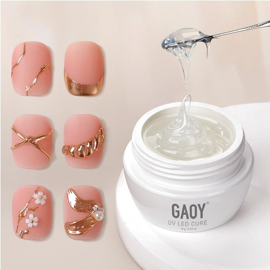 GAOY 3D-Skulpturgel für Nagelkunst – Halbfestes Modelliergel für Chrompulver, Strasssteine & Malerei, kein Abwischen erforderlich