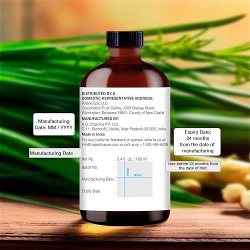 Majestic Pure Zitronengras Ätherisches Öl mit Glaspipette - 100% Rein und Natürlich - Ätherische Öle für Diffuser, Aromatherapie, Seifen- und Kerzenherstellung, 60 ml