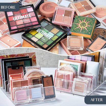 Klarsicht-Aufbewahrungsbox mit 7 Fächern, multifunktionaler Make-up-Organizer, Geldaufbewahrungsregal, Kosmetik-Organizer für Theke und Schminktisch, transparent