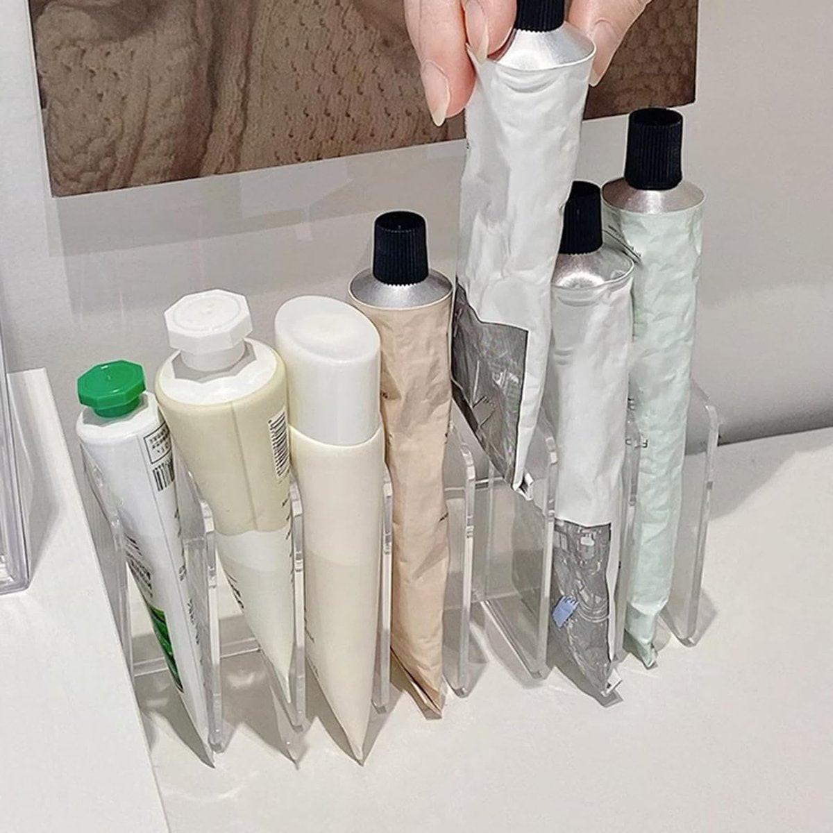 Klarsicht-Aufbewahrungsbox mit 7 Fächern, multifunktionaler Make-up-Organizer, Geldaufbewahrungsregal, Kosmetik-Organizer für Theke und Schminktisch, transparent