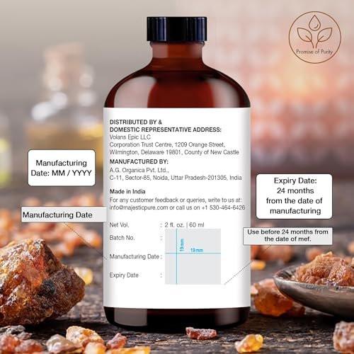 Majestic Pure Weihrauch ätherisches Öl mit Glaspipette – 100 % rein und natürlich – Ätherisches Öl für Diffuser, Aromatherapie, Seifen- und Kerzenherstellung, 60 ml