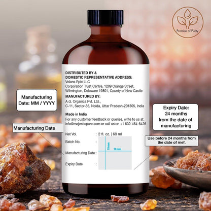 Majestic Pure Weihrauch ätherisches Öl mit Glaspipette – 100 % rein und natürlich – Ätherisches Öl für Diffuser, Aromatherapie, Seifen- und Kerzenherstellung, 60 ml