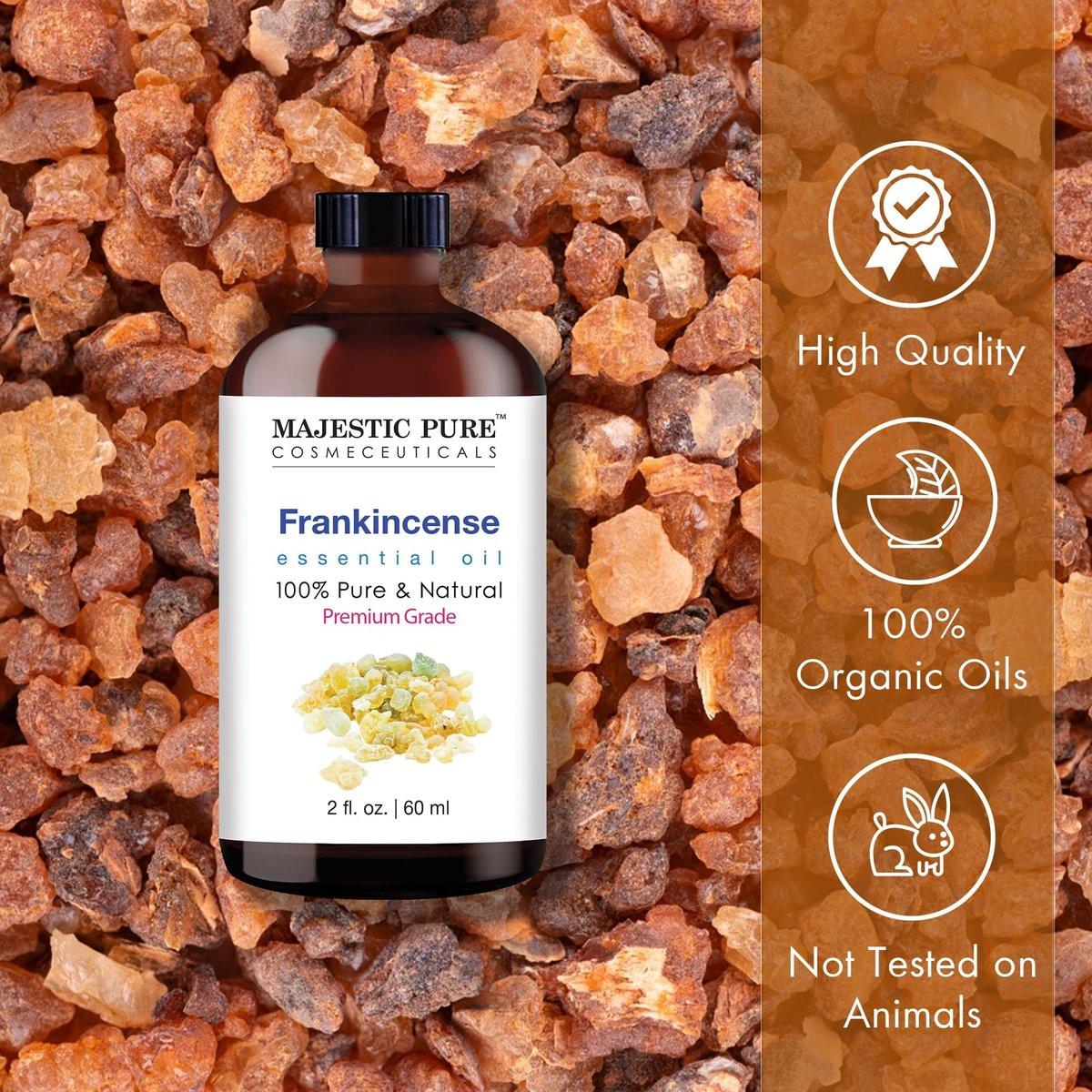 Majestic Pure Weihrauch ätherisches Öl mit Glaspipette – 100 % rein und natürlich – Ätherisches Öl für Diffuser, Aromatherapie, Seifen- und Kerzenherstellung, 60 ml