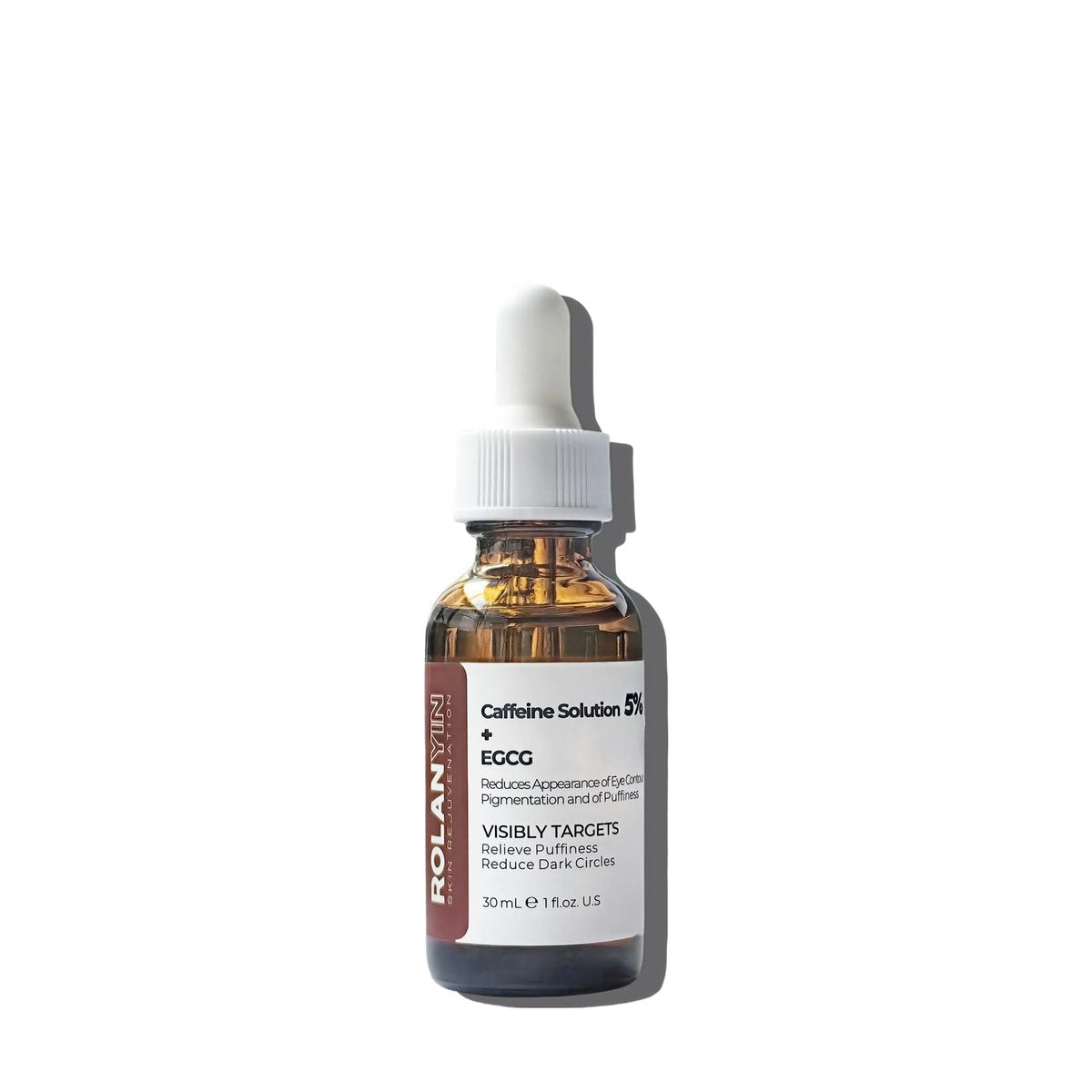 ROLANYIN Koffeinlösung 5% + EGCG Augenserum gegen Schwellungen, Augenringe, Feuchtigkeitsspendend, Straffend, Beruhigend, Anti-Aging, Pflegeformel, 30 ml