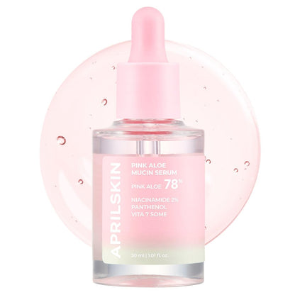 APRILSKIN Pink Aloe Mucin Serum 1.01 fl.oz (30 ml) – Feuchtigkeitsspendendes Serum mit 78 % Jeju-Aloe-Mucin für einen glasigen Glow, Koreanische Hautpflege