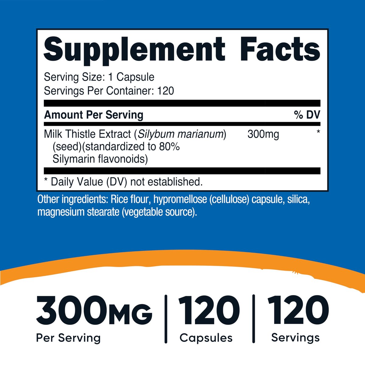 Nutricost Mariendistel Kapseln 300mg, 120 Kapseln (80 % Silymarin) – Glutenfrei & Non-GMO
