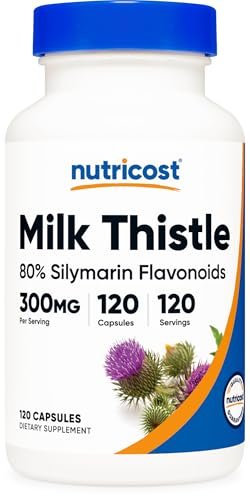 Nutricost Mariendistel Kapseln 300mg, 120 Kapseln (80 % Silymarin) – Glutenfrei & Non-GMO