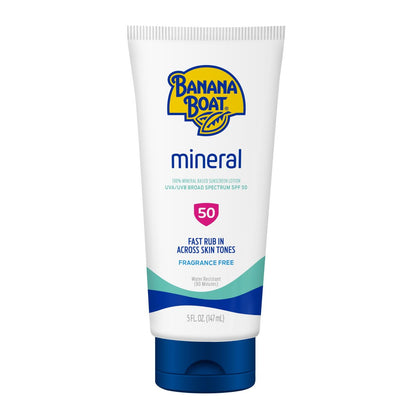 Banana Boat Mineral Sonnenschutz Lotion SPF 50, 5 Fl Oz – Zinkoxid Sonnencreme für den Strand