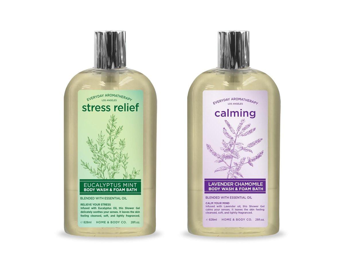Everyday Aromatherapie Duschgel Duo | Eukalyptus Minze & Lavendel Kamille | 2er-Pack 28 oz | Home & Body Company
