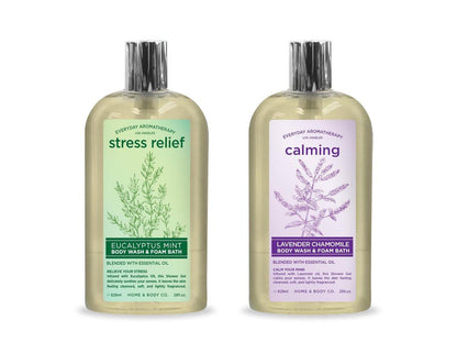 Everyday Aromatherapie Duschgel Duo | Eukalyptus Minze & Lavendel Kamille | 2er-Pack 28 oz | Home & Body Company