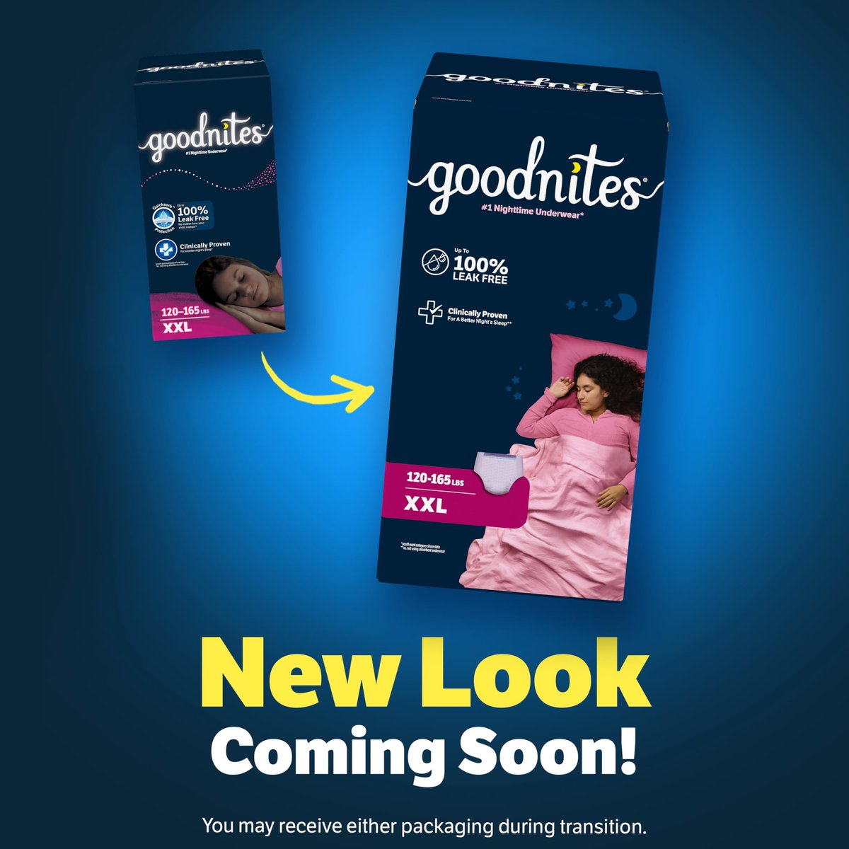 Goodnites Mädchen Nachtwindeln, Größe XXL (54-75 kg), 8 Stück, Verpackung kann variieren