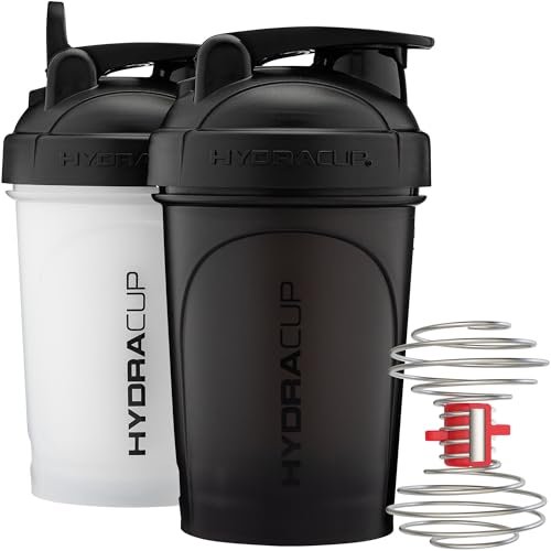 Hydra Cup 2er-Pack 20oz Shaker Flaschen | Protein-Shaker mit Schneeball, auslaufsicher, Tragegriff | BPA-freier Mixer für Proteinpulver & Nahrungsergänzungsmittel
