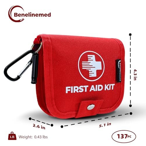 Benelinemed Mini Erste-Hilfe-Set – 137-teiliges Notfallset für Zuhause, Auto, Reise, Camping & Outdoor (Rot)