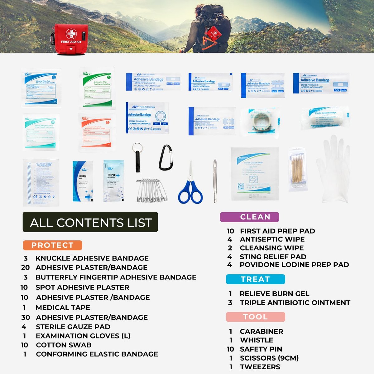 Benelinemed Mini Erste-Hilfe-Set – 137-teiliges Notfallset für Zuhause, Auto, Reise, Camping & Outdoor (Rot)